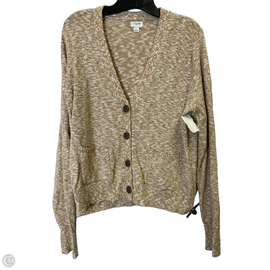 Sweater Cardigan By J. Crew In Tan & White, Size: L