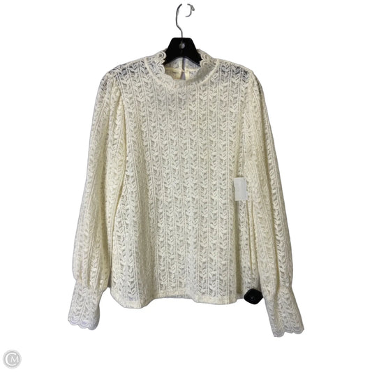 Blouse Long Sleeve By Clothes Mentor In Cream, Size: M