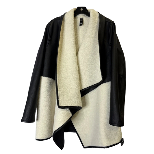 Jacket Faux Fur & Sherpa By Spanx In Black & Cream, Size: Xl