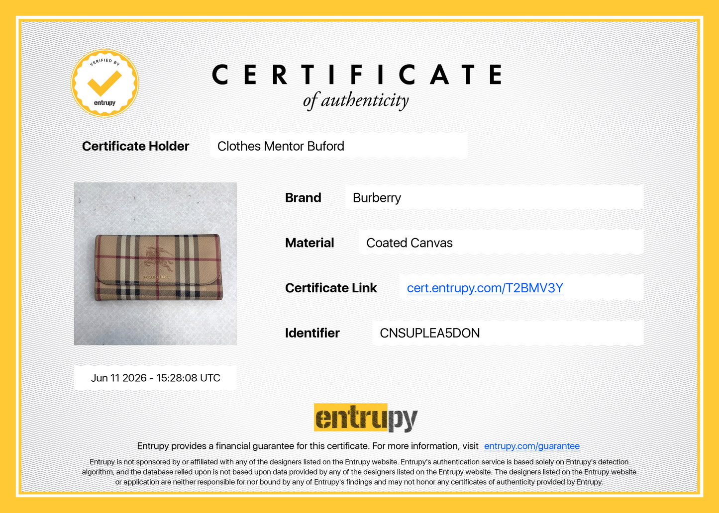 Wallet Luxury Designer By Burberry, Size: Medium