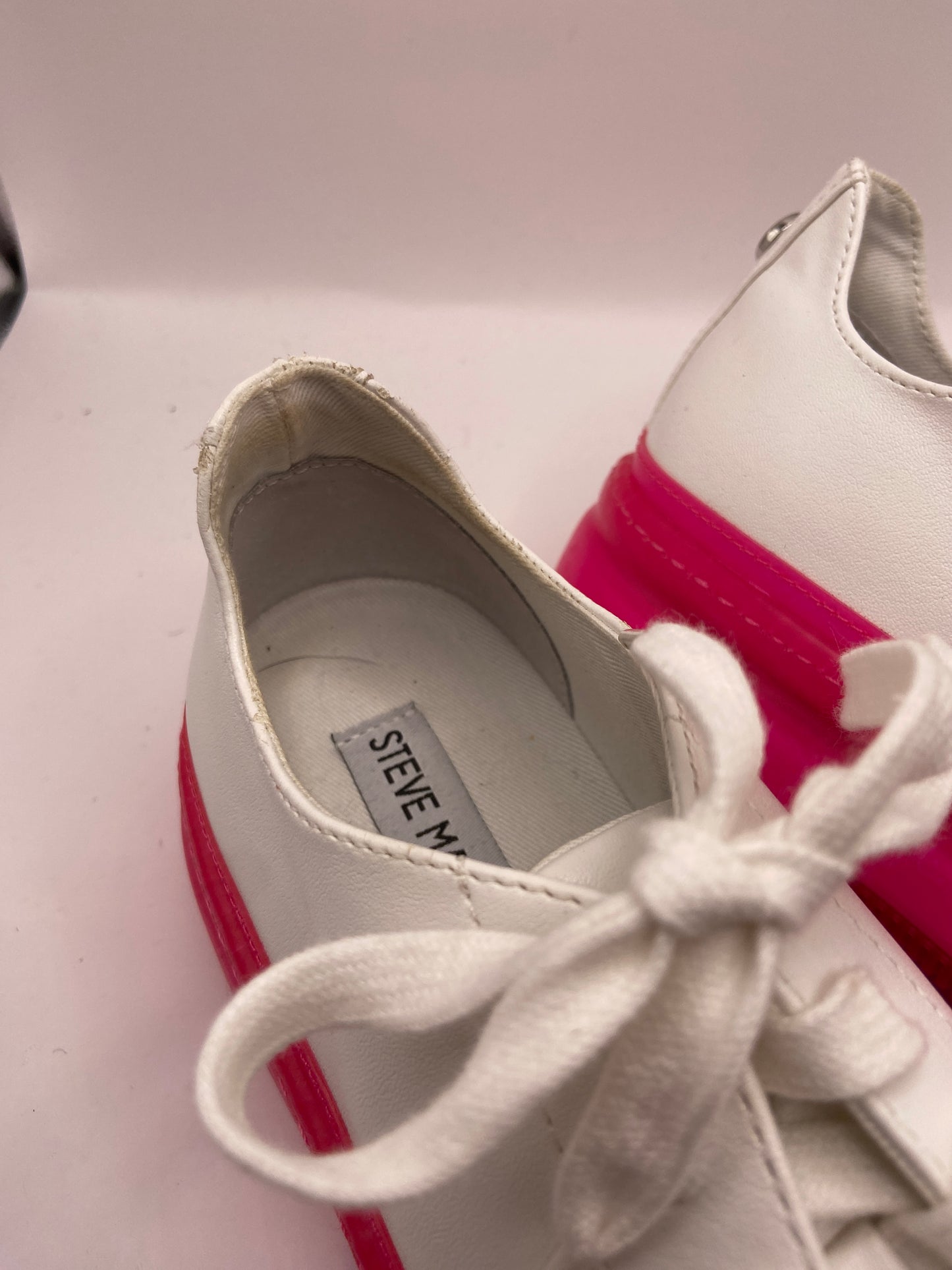 Shoes Heels Platform By Steve Madden In Pink & White, Size: 8
