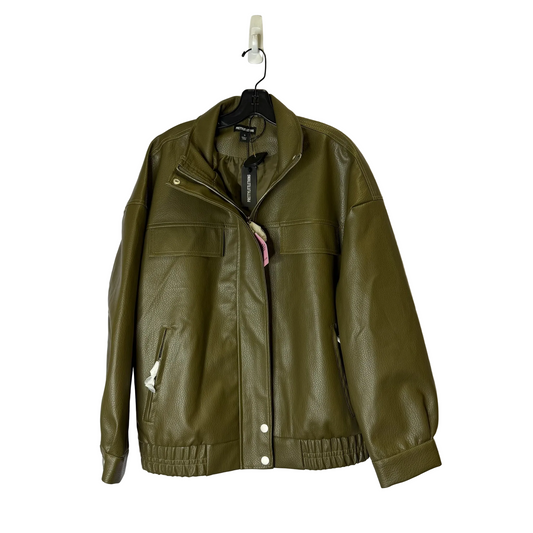 Jacket Moto By Pretty Little Thing In Green, Size:M