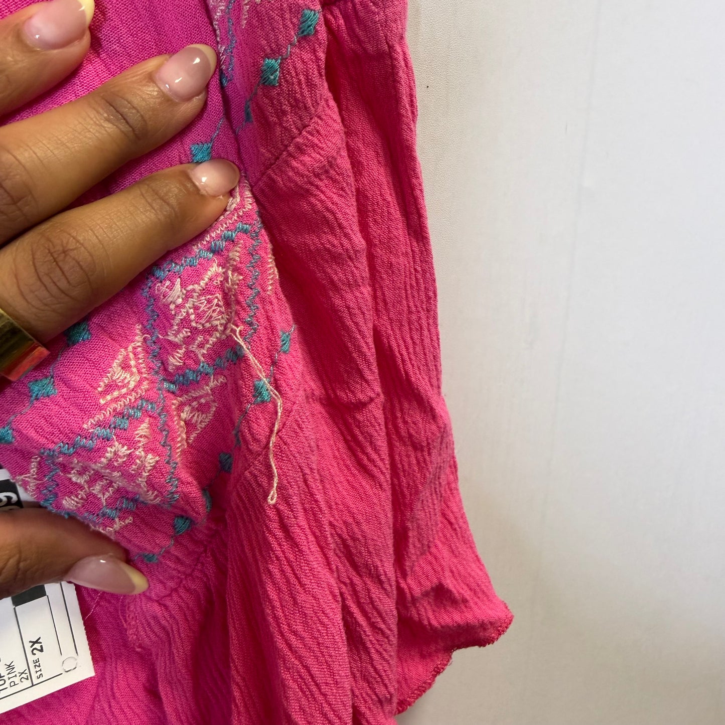 Top Short Sleeve By New Directions In Pink, Size: 2x