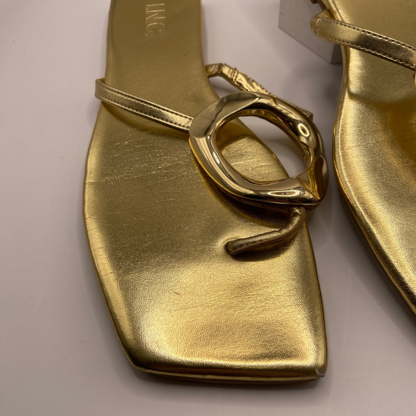 Sandals Flip Flops By Inc In Gold, Size: 10.5