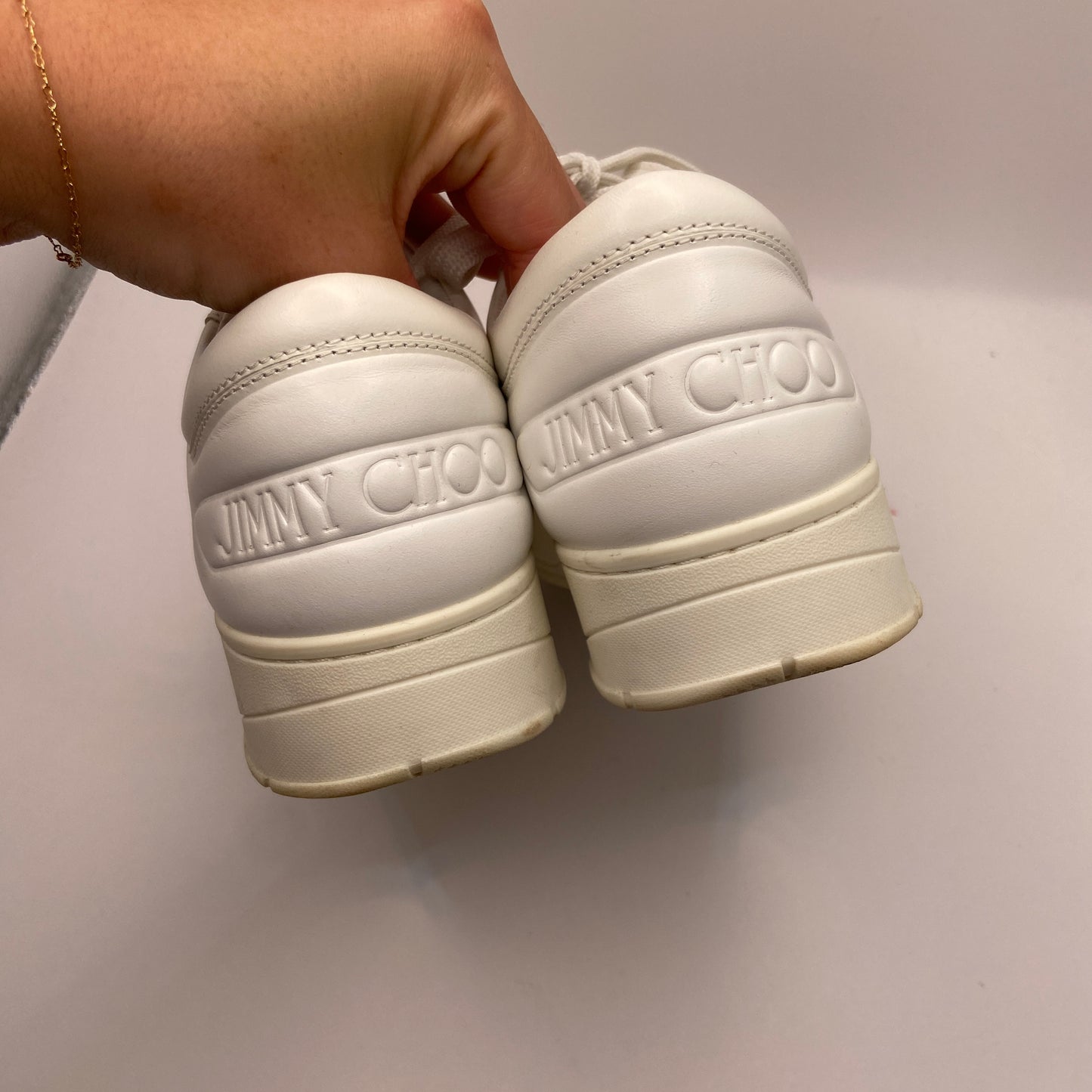Shoes Luxury Designer By Jimmy Choo In White, Size: 9.5