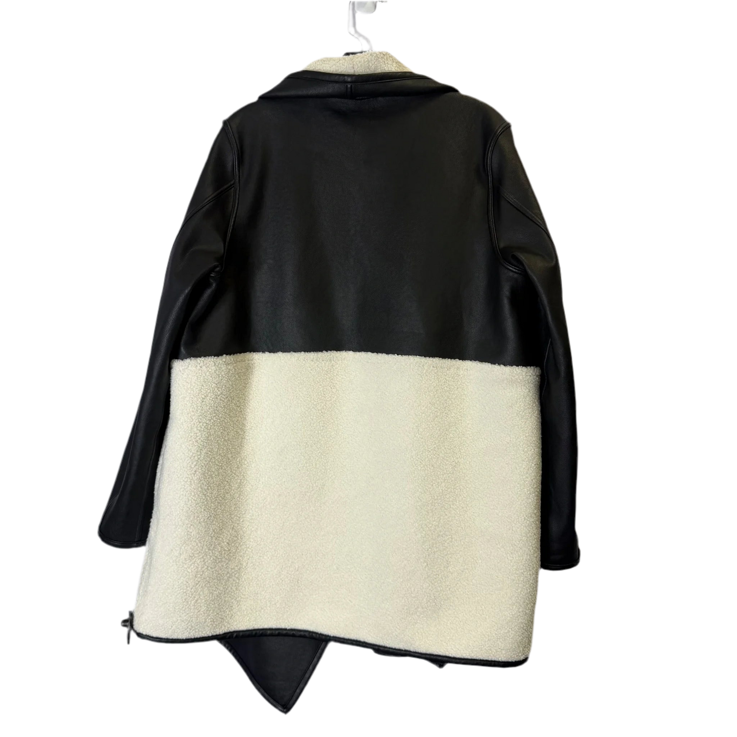 Jacket Faux Fur & Sherpa By Spanx In Black & Cream, Size: Xl