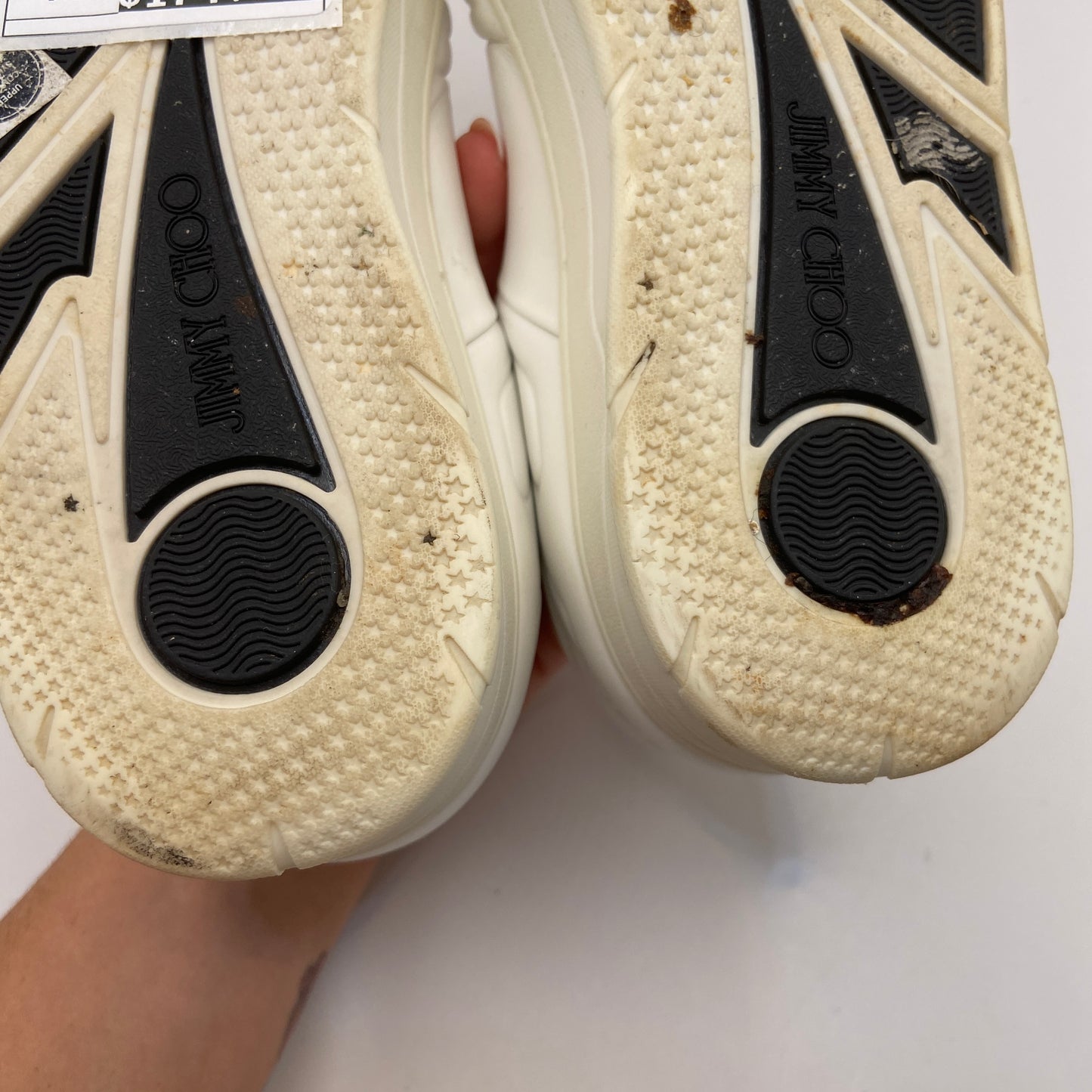 Shoes Luxury Designer By Jimmy Choo In White, Size: 9.5
