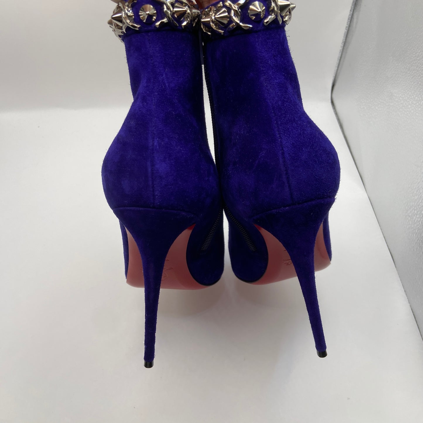 Boots Luxury Designer By Christian Louboutin In Blue, Size: 10