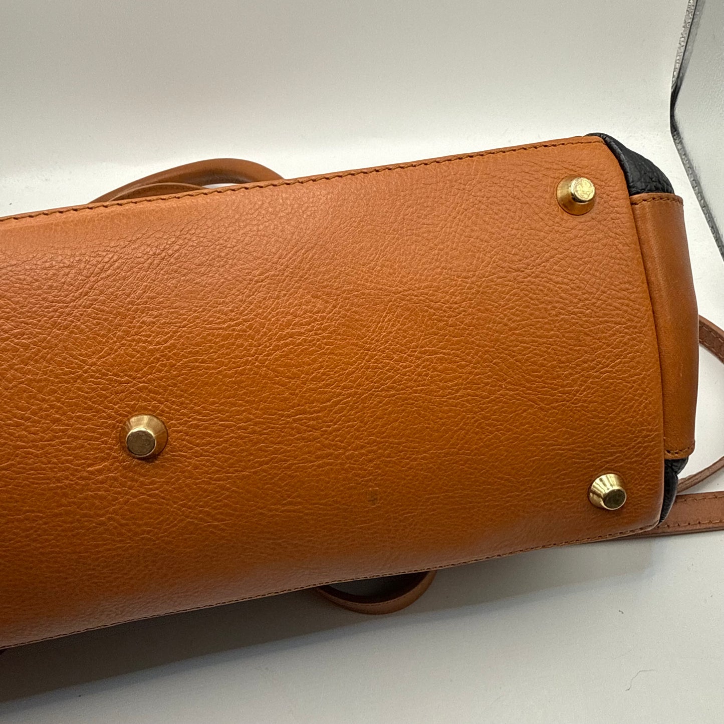Handbag Leather By Valentina, Size: Medium