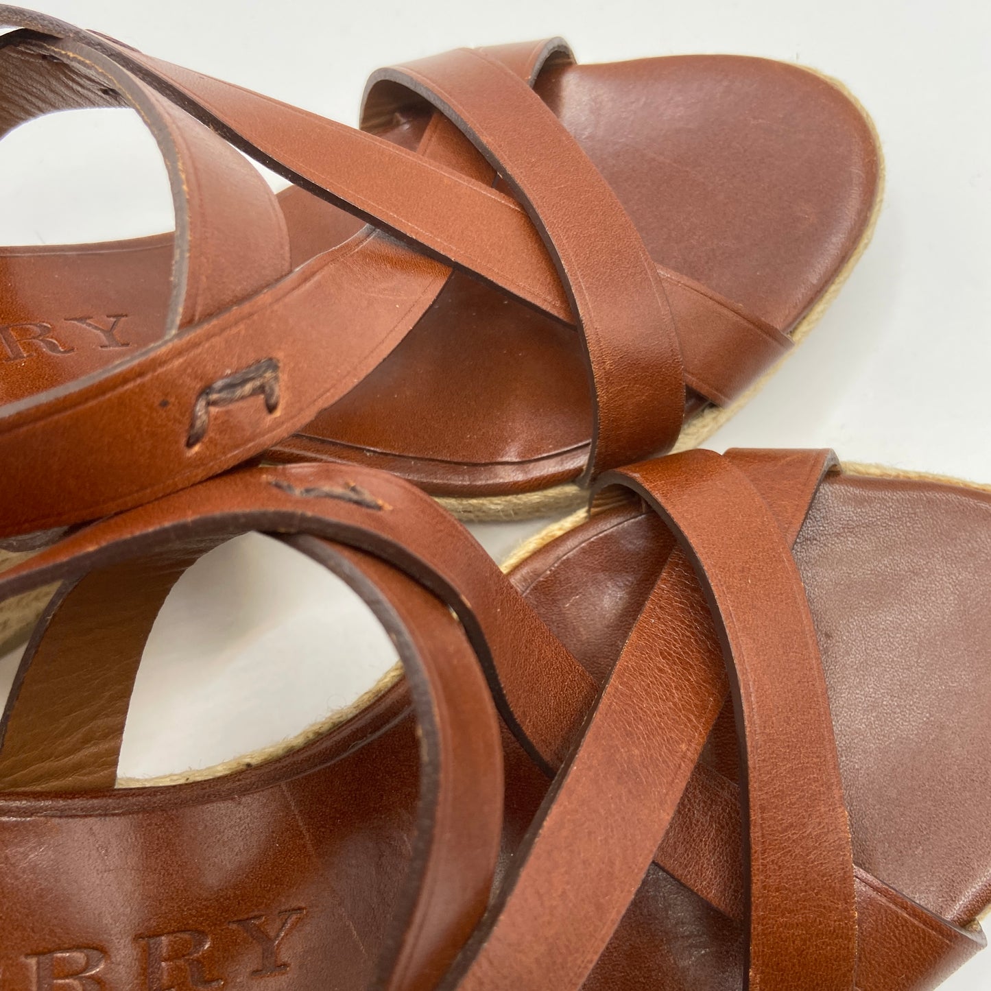 Sandals Luxury Designer By Burberry In Brown, Size: 10