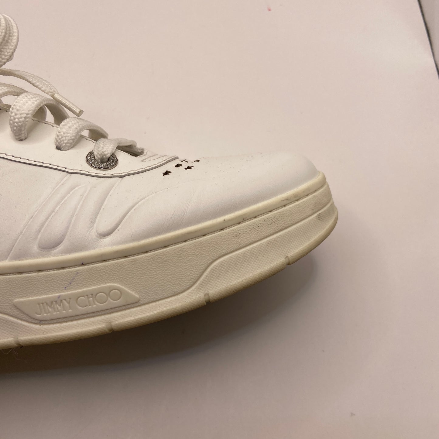 Shoes Luxury Designer By Jimmy Choo In White, Size: 9.5