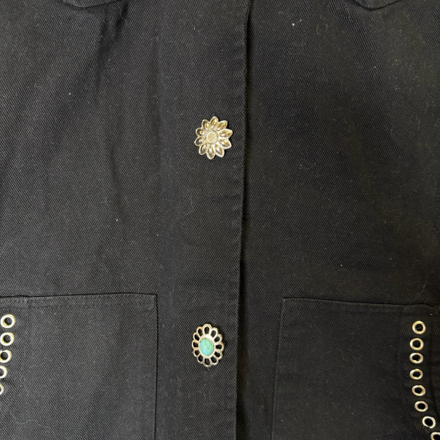 Jacket Denim By Johnny Was In Black Denim, Size: M
