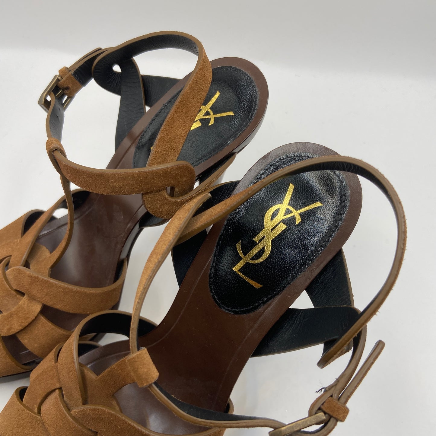 Shoes Luxury Designer By Yves Saint Laurent In Brown, Size: 7.5