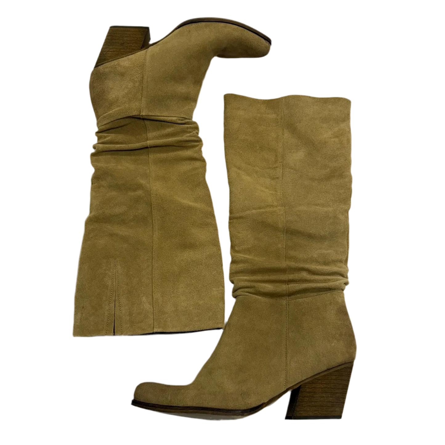 Boots Knee Heels By Crown Vintage In Tan, Size: 10