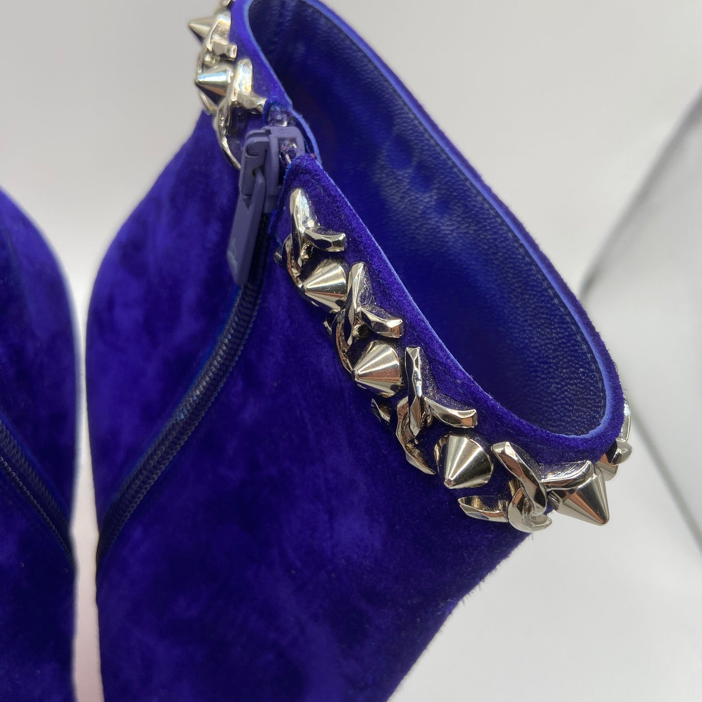 Boots Luxury Designer By Christian Louboutin In Blue, Size: 10