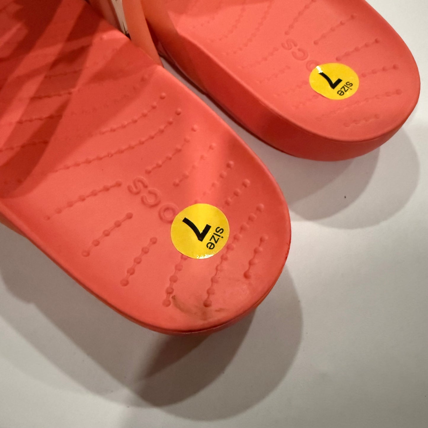 Sandals Flats By Crocs In Coral, Size: 7