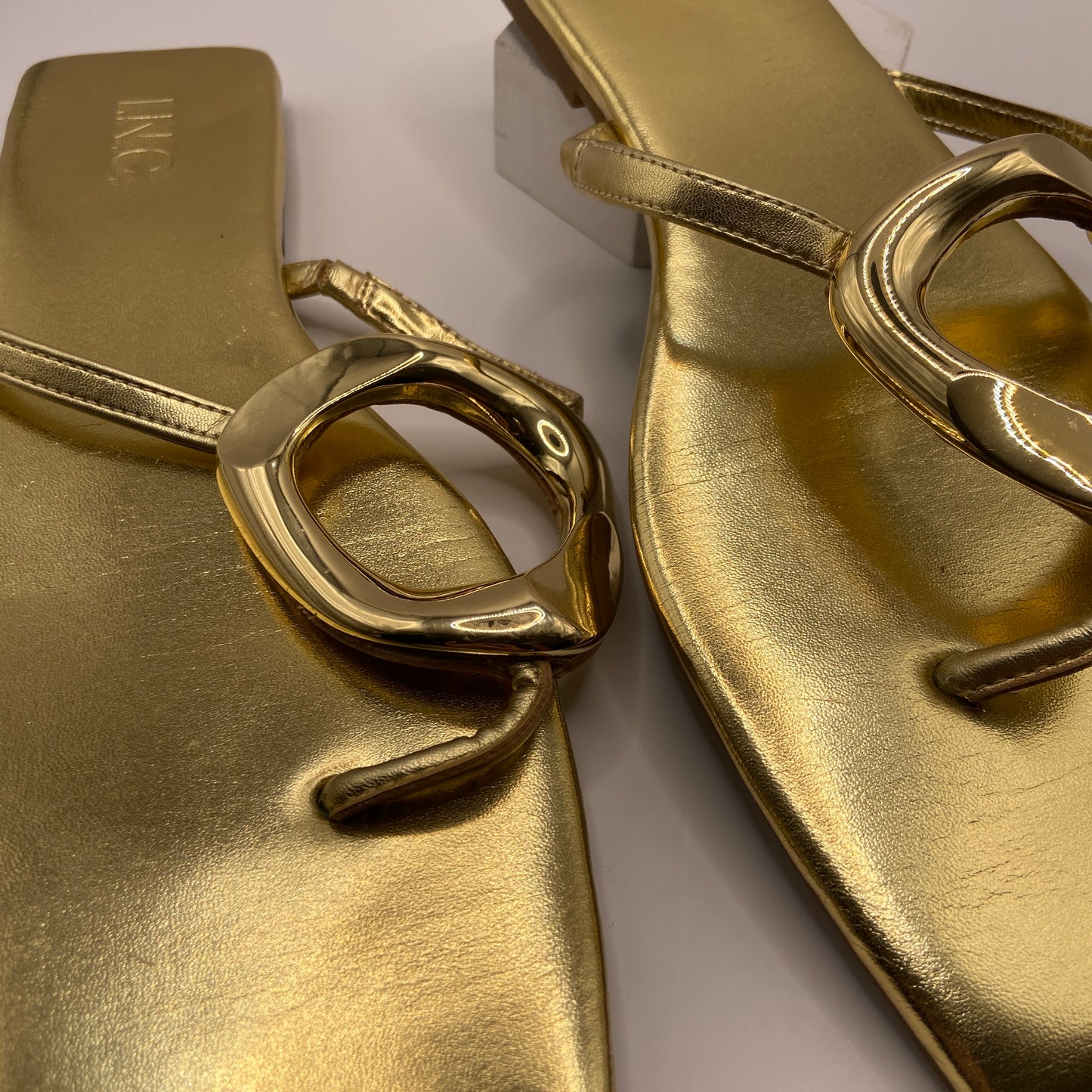Sandals Flip Flops By Inc In Gold, Size: 10.5