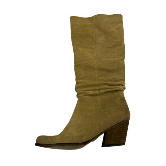 Boots Knee Heels By Crown Vintage In Tan, Size: 10
