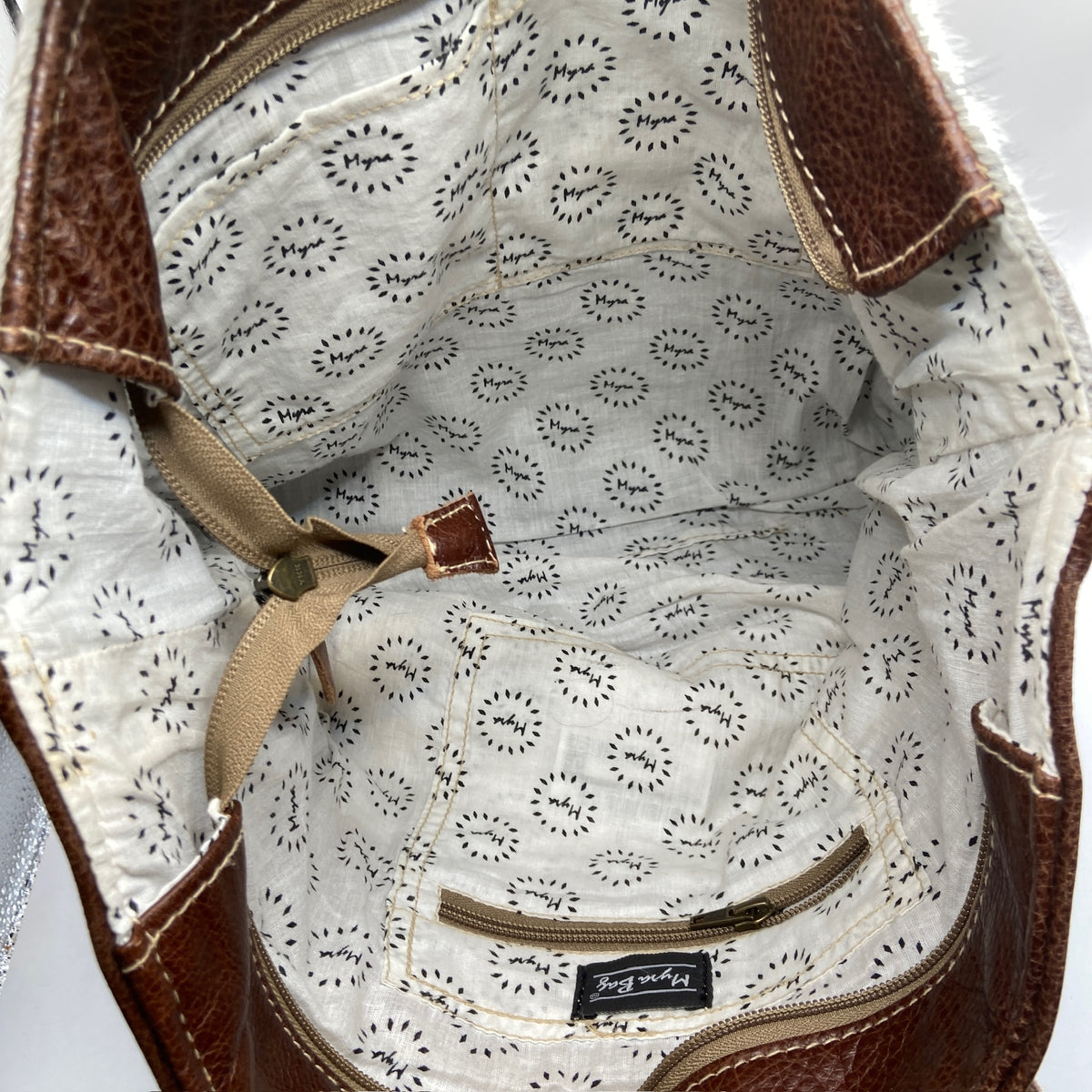 Handbag Leather By Myra, Size: Large